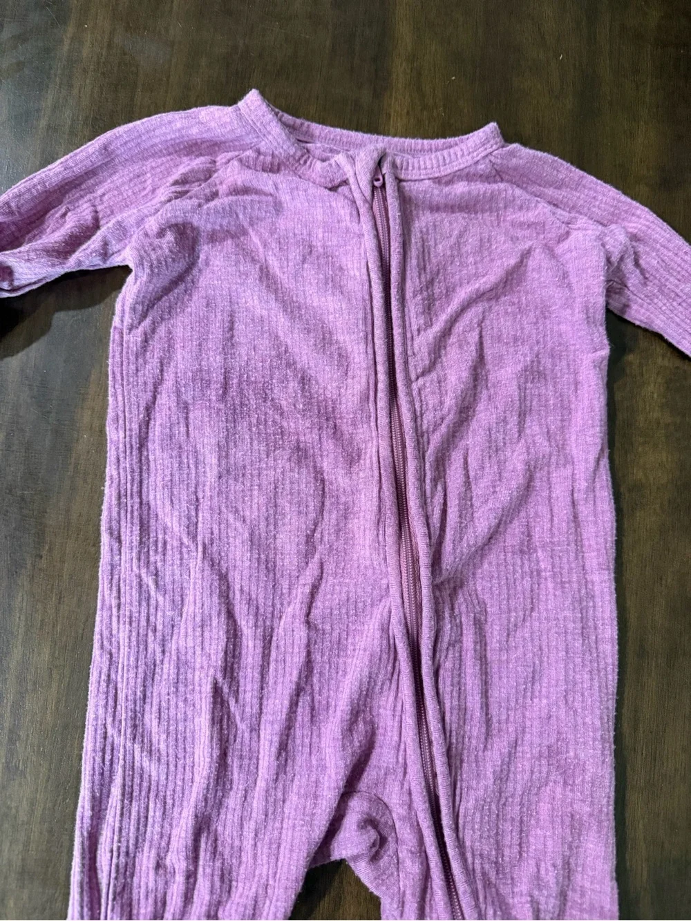 Little Sleepies Pink Ribbed Zip Footed One-Piece